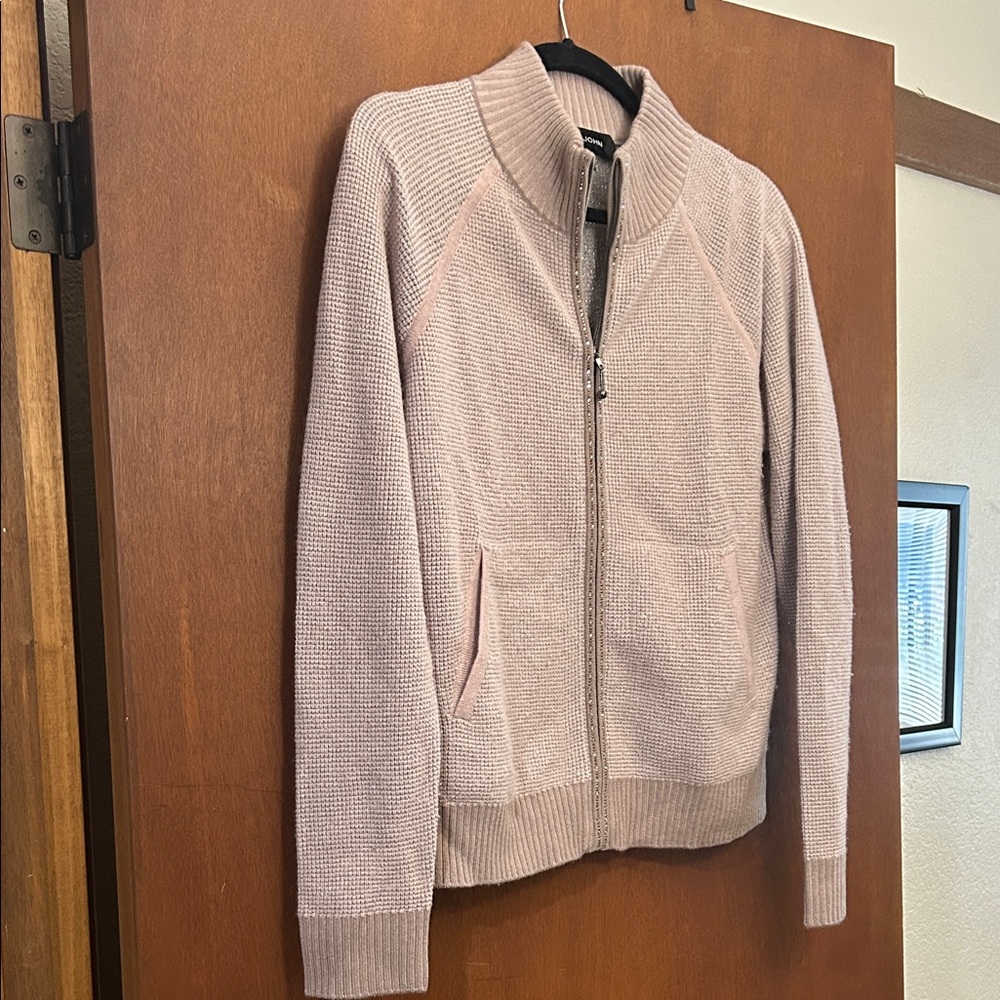 St. John Women's tan Zip-Up Sweater